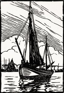 gabarre (linoleumsnitt) av Raymond Bonnefon