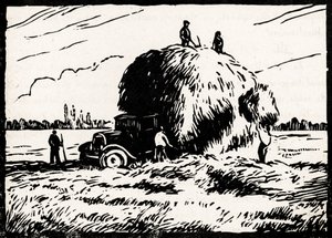 hökollektion (linoleumsnitt) av Raymond Bonnefon