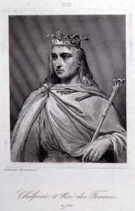 Chilperic II (c.675-721) Kung av Neustrien (gravyr) av Raymond Quinsac (after) Monvoisin