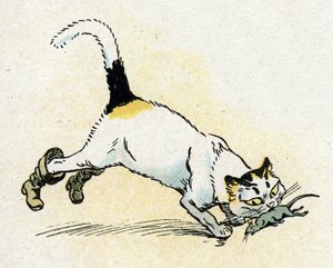 "Le Chat Botte" illustration till Charles Perraults sagor (illustration) ca 1920 av Raymond de la Neziere