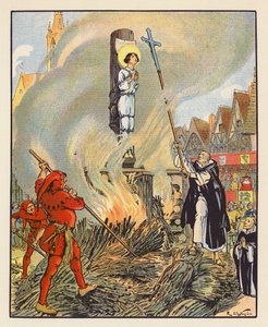 Supplice De Jeanne A Rouen (färglitografi)
