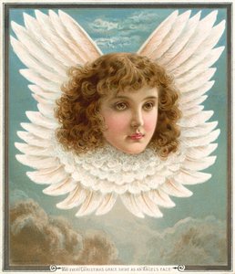 Ängelhuvud i vingar (chromolitho)