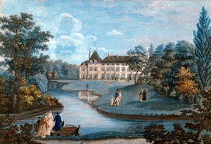 Utsikt över fasaden och parken på slottet Malmaison. Akvarell av Regina Catherine Carrey. Början av 1800-talet. Malmaison. Musee Du Chateau - Utsikt över fasaden och parken vid slottet Malmaison. Akvarell av Regina Catherine Carey. Tidigt av Regina Catherine Carey