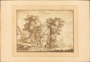Holländskt landskap av Regina Schönecker after Abraham Rademaker