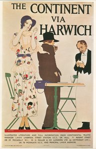 Reginald E. Higgins: Kontinenten via Harwich. Storbritannien ... (litografi)