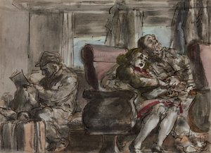 Passengers in a Train Car (akvarell, tusch och blyerts på papper) av Reginald Marsh