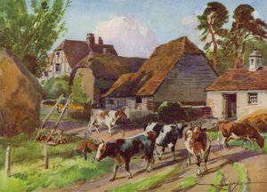 Illustration för My Farm (färg litho) av Reginald Mills