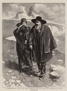 A Reminiscence, den bortgångne Lord Tennyson och hans sjuksköterska på Freshwater Downs (gravyr) av Reginald Thomas Cleaver