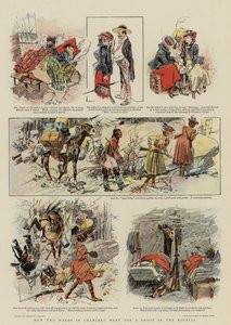 Hur två avdelningar i kansliet åkte för att skjuta i Klippiga bergen (färglitografi) av Reginald Thomas Cleaver