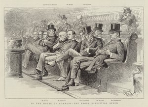 I underhuset, den främre oppositionsbänken (litografi) av Reginald Thomas Cleaver