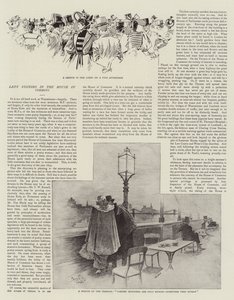 Besökande damer i underhuset (litografi) av Reginald Thomas Cleaver