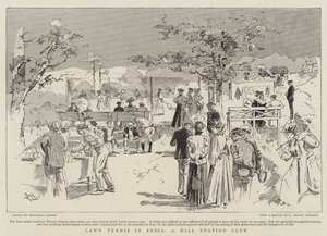 Lawn Tennis i Indien, en klubb på en bergsstation (gravyr) av Reginald Thomas Cleaver