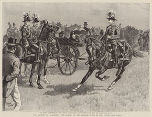 Drottning Victoria vid salutplatsen vid översynen förra veckan (gravyr) av Reginald Thomas Cleaver