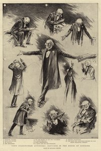 Några Gladstonianska attityder, Skisser i underhuset (gravyr) av Reginald Thomas Cleaver