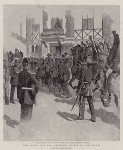 Grand Prix-dagen, president Loubet på Longchamps (litografi)