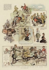 The History of a Mountain Scramble, hämtat ur Mrs "General" Putties dagbok (färglitografi)
