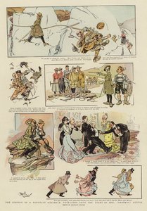 The History of a Mountain Scramble, hämtat ur Mrs "General" Putties dagbok (färglitografi)