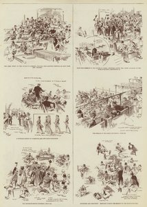 Home Rule-sessionen, några "Daily Graphic"-skisser i parlamentet (gravyr) av Reginald Thomas Cleaver
