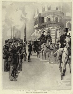Drottningen i Cimiez, på väg ut på eftermiddagsrundan (litografi) av Reginald Thomas Cleaver