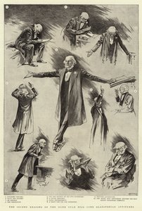 Andra läsningen av Home Rule Bill, några Gladstonska attityder (litografi) av Reginald Thomas Cleaver