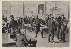 Dammvallen vid Horse Guards, i väntan på hertigen av Cambridge (litografi) av Reginald Thomas Cleaver