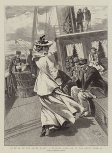 Yachting på sydkusten, ett välkommet tillskott till skeppssällskapet (gravyr)