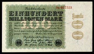 Weimarrepublikens Papiermark, hyperinflation efter första världskriget av Reichsbankdirektorium Berlin