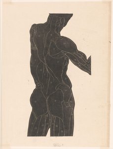 Anatomisk studie av en mans rygg och glutes i siluett av Reijer Stolk