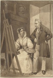 Porträtt av Wilhelmina Frederica Sophia av Preussen, prinsessan av Orange-Nassau, med sin man kung William I