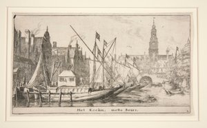 Het Rockin, mette Beurs (The Rokin, with the Bourse) av Reinier Nooms