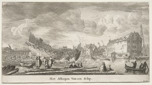 Ships of Amsterdam: sjösättning av ett fartyg. av Reinier Nooms