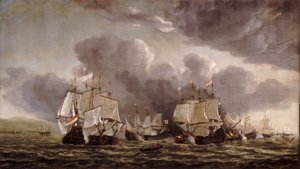 Slaget vid Leghorn, 4 mars 1653, ca 1653 (olja på duk) av Reinier Nooms