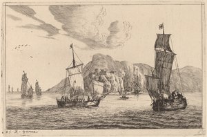 Harbor Scen med bergig bakgrund av Reinier Nooms, called Zeeman