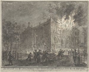 Brand i stadshuset i Amsterdam, 1762 av Reinier Vinkeles (I)