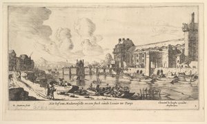 Utsikt över Louvren och Tuilerierna, från Views of Paris and Neighborhoods, skylt 1, 1600-talet. av Reinier Zeeman