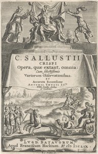 En kejsare och rättvisa på vagn Titelsida för: A. Thysius Jr., Opera, quæ extant, omnia, 1659