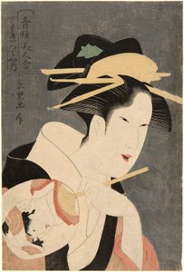 Beauties of the Pleasure Quarters (Seiro bijin awase): värdinnan i Izumiya Teahouse