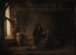 Tobias hustru med en get av Rembrandt