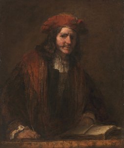 Mannen med den röda mössan, ca 1660-65 (olja på duk) av Rembrandt Harmensz. van Rijn (school of)