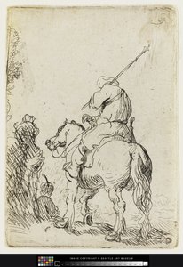 En turbansoldat till häst, ca 1632 (Etsning) av Rembrandt van Rijn