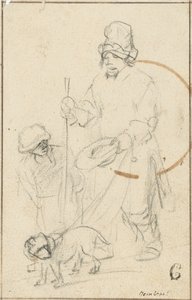 En blind tiggarpojke och en hund av Rembrandt van Rijn