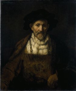 En gammal man i fantasifull kostym (olja på duk) av Rembrandt Harmensz. van Rijn