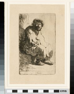 Tiggare som sitter på en bank av Rembrandt van Rijn