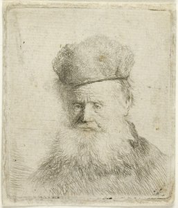 Byst av en gammal man med pälsmössa och flödande skägg, ca 1631 (etsning på papper) av Rembrandt Harmensz. van Rijn