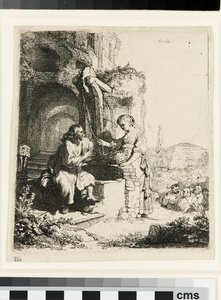 Kristus och Samariens kvinna bland ruiner av Rembrandt van Rijn