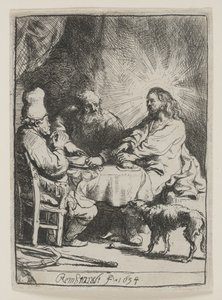 Kristus i Emmaus: Den mindre tallriken av Rembrandt van Rijn