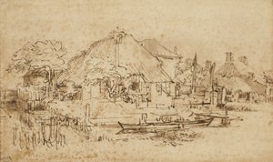 Stuga vid sidan av en kanal, c.1650?-53 av Rembrandt van Rijn