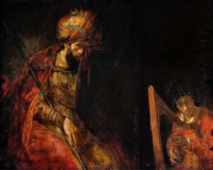 David spelar harpa inför Saul (olja på duk) av Rembrandt Harmensz. van Rijn
