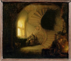 Mediterande filosof... av Rembrandt Harmensz. van Rijn