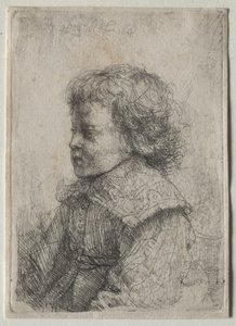 Porträtt av en pojke i profil av Rembrandt Harmensz. van Rijn